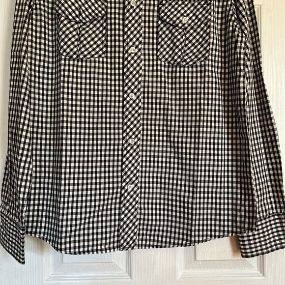 Eighty Eight Platinum Mens Shirt Medium Black White Checks Cotton NWOT Button - Picture 5 of 11